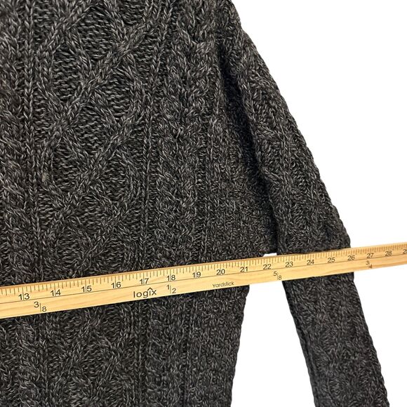 Aran Crafts Men's Merino Wool Grey Cable Knit Full Zip Cardigan Sweater Size L - Picture 5 of 7